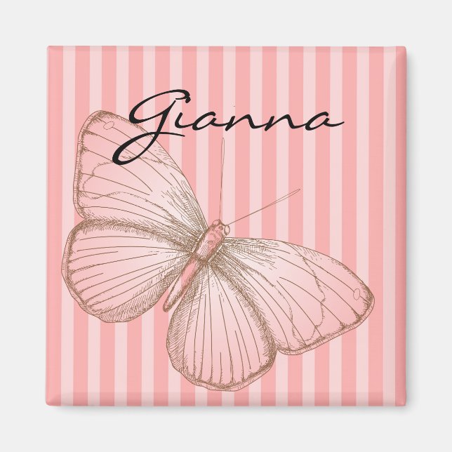 Aimant Bandes roses avec papillon (Devant)