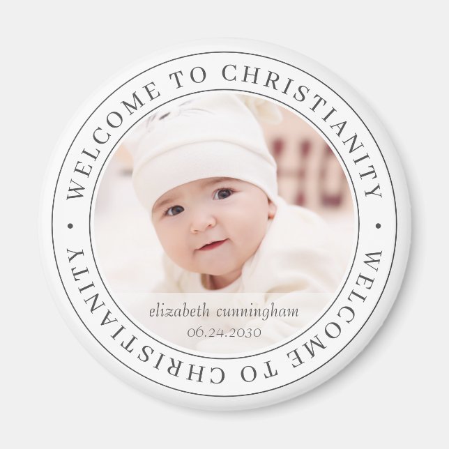 Aimant Baptême Simple Bienvenue au christianisme Photo (Devant)