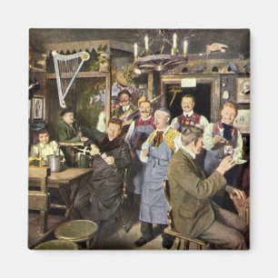 Aimant Bar à l'ancienne avec des gens qui célèbrent, une 