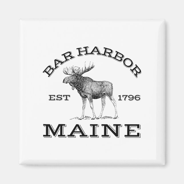 Aimant Bar Harbor Maine Moose Hiking Outdoors Acadia Nati (Devant)