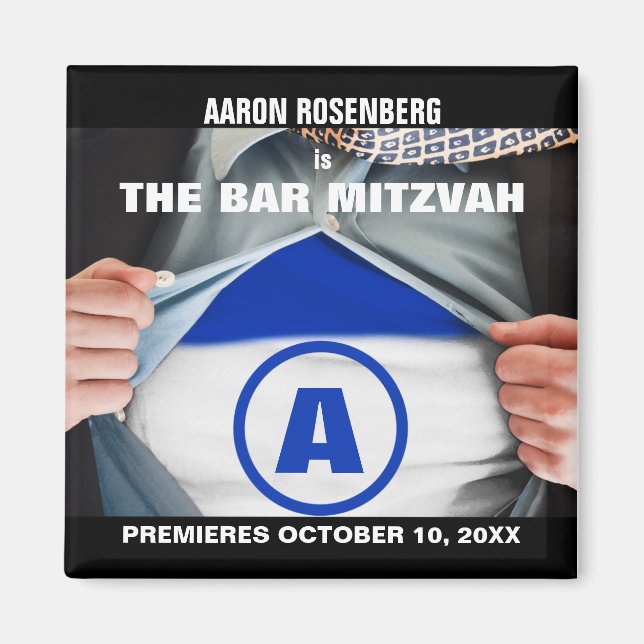 Aimant Bar Mitzvah Hero Enregistrer l'aimant de la date (Devant)