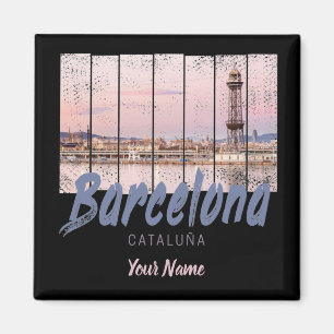 Aimant Barcelona Catalonia sunset Skyline Spain vintage