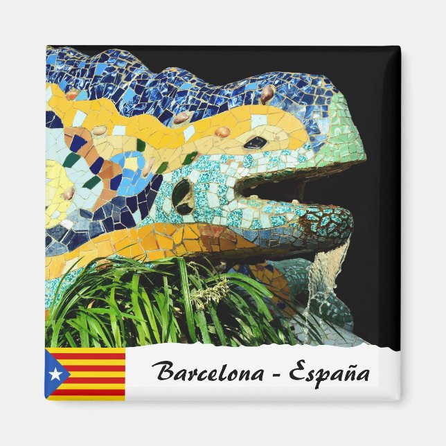 Aimant Barcelona Magnet, Lizard Fountain, Spain (Devant)
