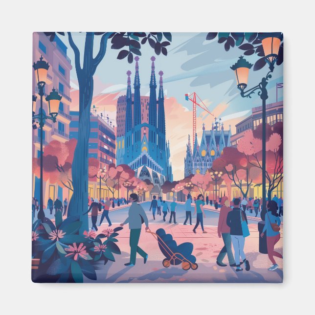 Aimant Barcelona, Park Guell, Sagrada Familia, Souvenir (Devant)