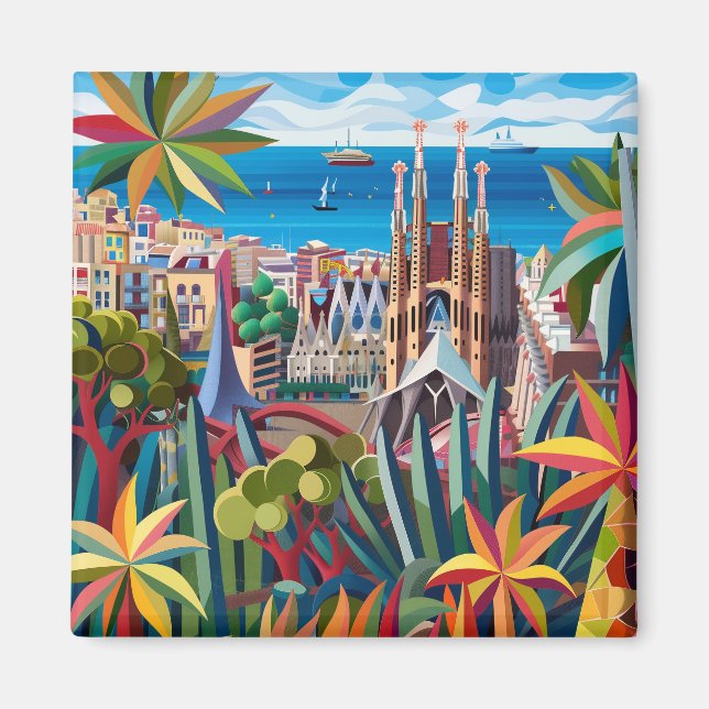 Aimant Barcelona, Park Guell, Sagrada Familia, Souvenir (Devant)
