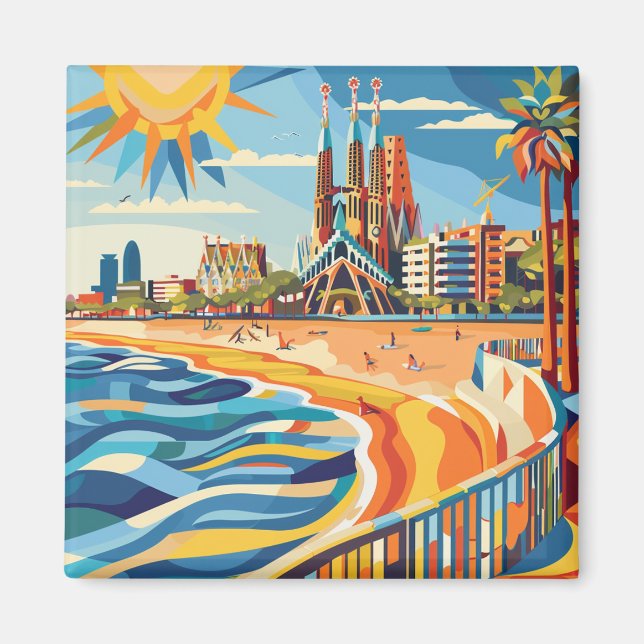 Aimant Barcelona, Park Guell, Sagrada Familia, Souvenir (Devant)