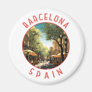 Aimant Barcelone Espagne La Rambla Retro Cercle désorgani