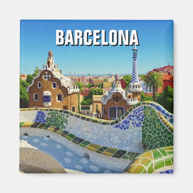 Aimant Barcelone Espagne Parc Güell Travel (Devant)