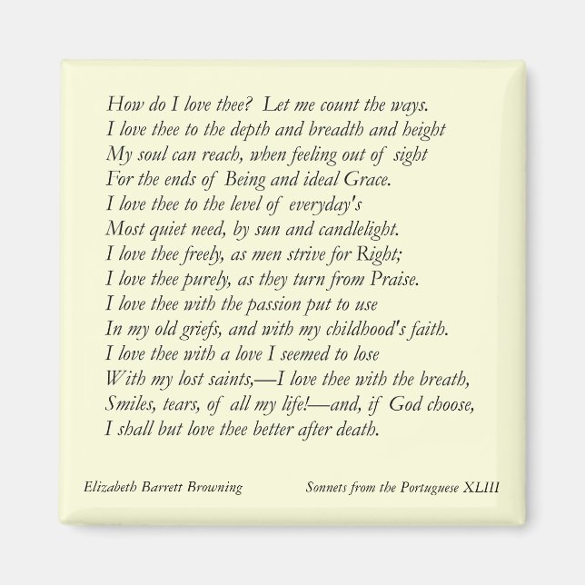 Aimant Barrett Browning - Sonnets du Portugais #43 (Devant)