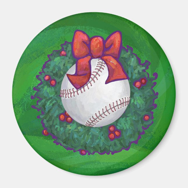 Aimant Baseball dans la couronne de Noël (Devant)