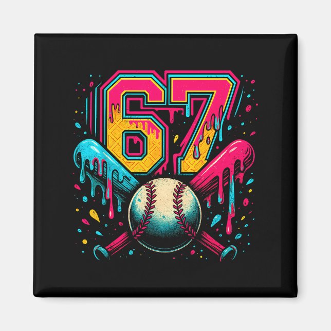 Aimant Baseball Drip 6 7 Number 67 Six Seven Meme Mens Bo (Devant)