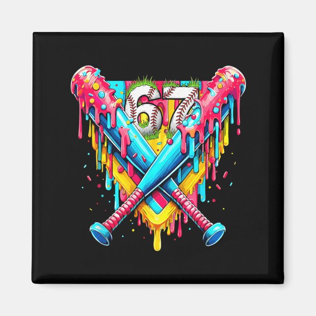 Aimant Baseball Ice Cream Drip Number 67 Player 67th Birt (Devant)