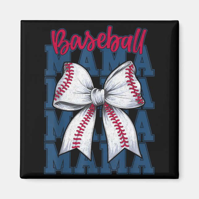 Aimant Baseball Mama Coquette Bow Game Day Baseball Mom M (Devant)