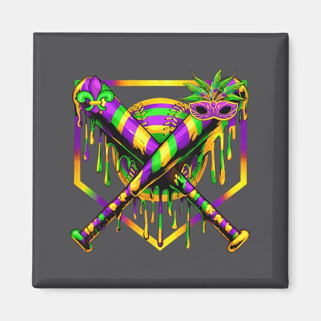 Aimant Baseball Mardi Gras Carnival Party Mask Ice Cream  (Devant)