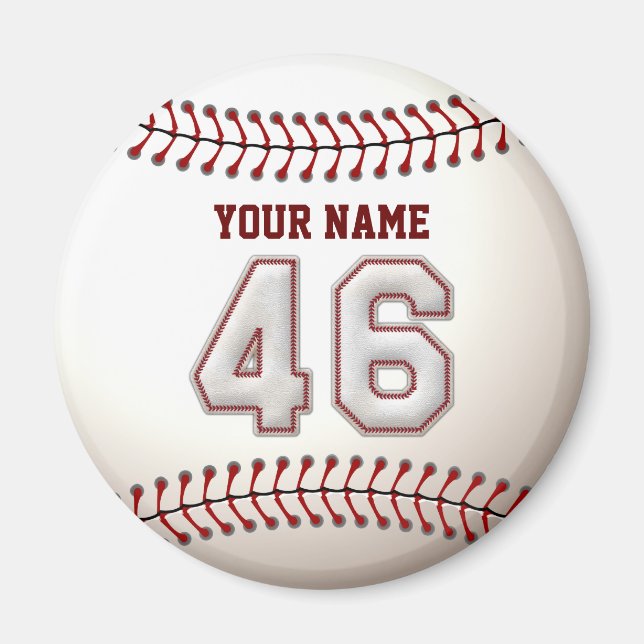 Aimant Baseball Stitches Lecteur Numéro 46 et Nom personn (Devant)