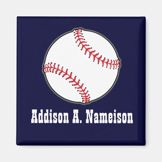 Aimant Baseball sur Navy Blue Name Sports Room Boys  (Devant)