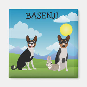 Aimant Basenji Bunny Love Black and Tan Hound