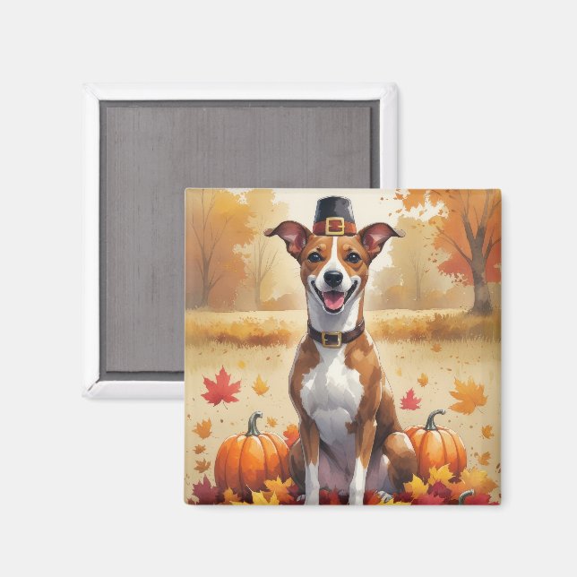Aimant Basenji L'Automne Laisse L'Art Thanksgiving (Recto/Verso)