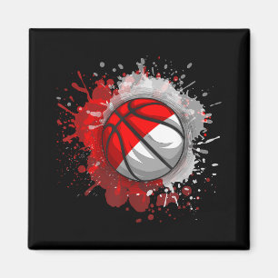 Aimant Basket-ball avec drapeau indonésien