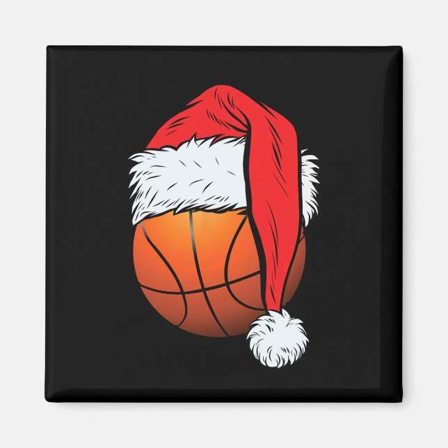 Aimant Basket-ball Christmas Ball Santa Hat Xmas Boys Hom (Devant)