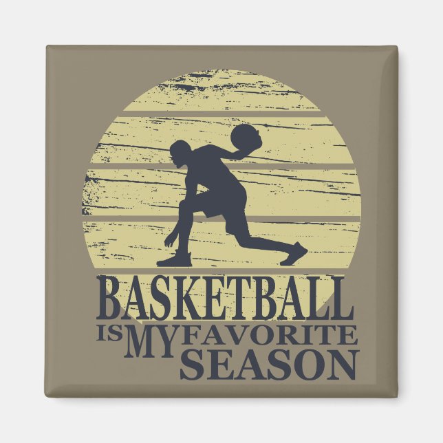 Aimant basket-ball ma saison préférée rétro coucher de so (Devant)