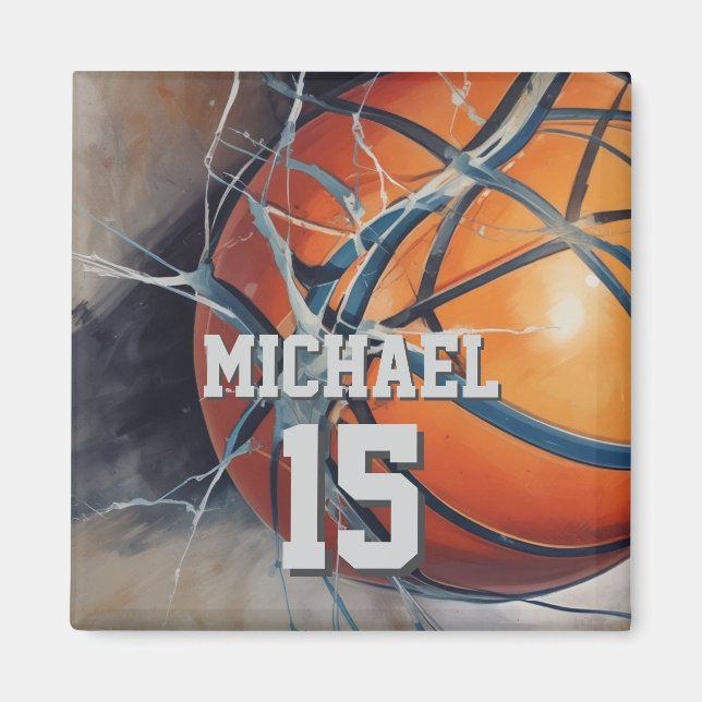 Aimant Basket-ball Votre nom (Devant)