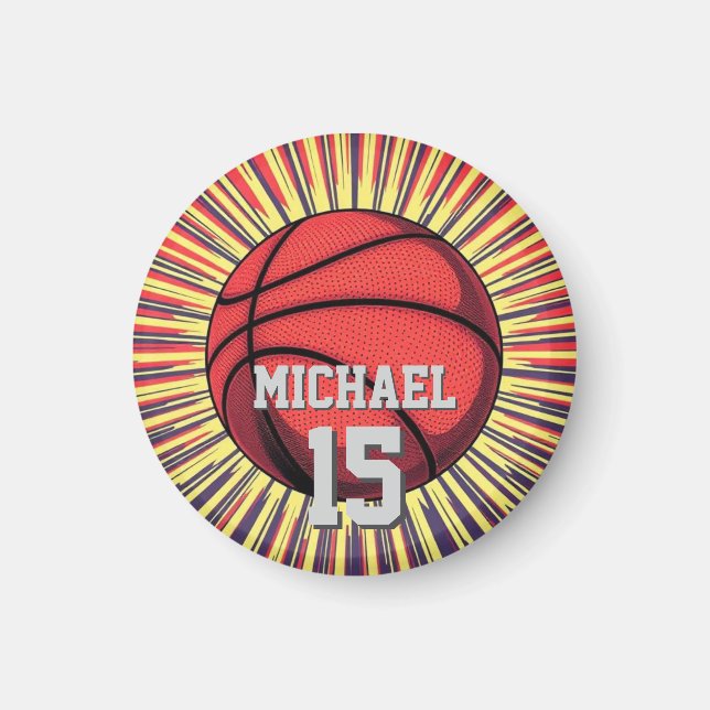 Aimant Basket-ball Votre nom Pop Art (Devant)