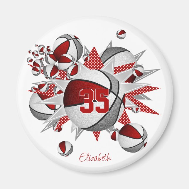 Aimant basket gris rouge stars acheter 1 ou acheter en éq (Devant)