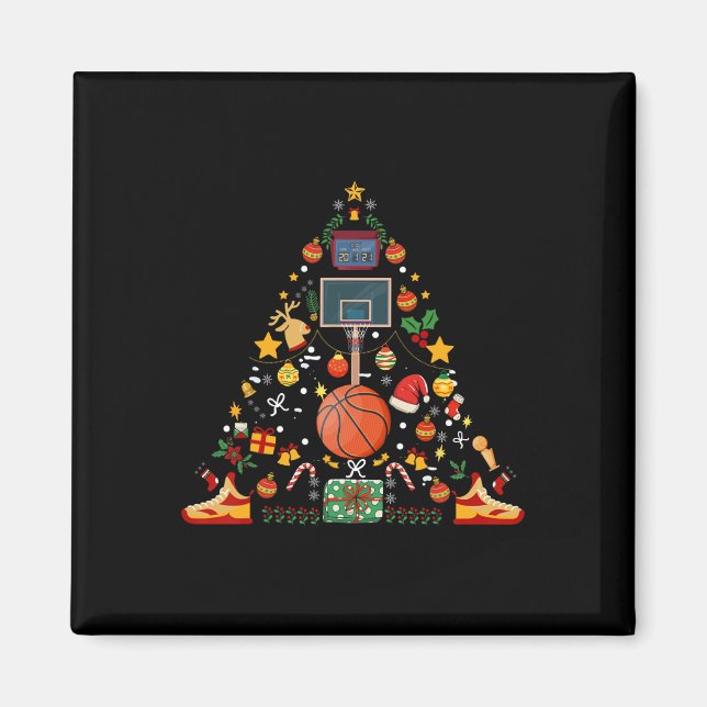Aimant Basketball Funky Ball Hoop Christmas Tree Joyeux X (Devant)