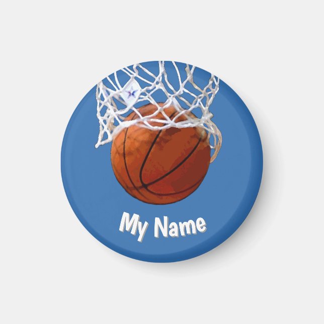 Aimant Basketball Your Name Custom Steel Blue Background (Devant)