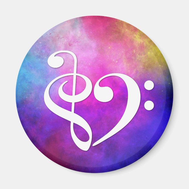 Aimant Basse Clé Treble Coeur Clé Baid Nebula violette (Devant)