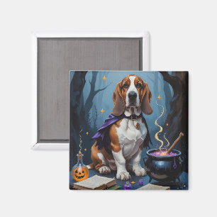 Aimant Basset Hound Chien Whimsical Halloween Peinture