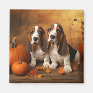 Aimant Basset Hound chiot Automne Délice Citrouille