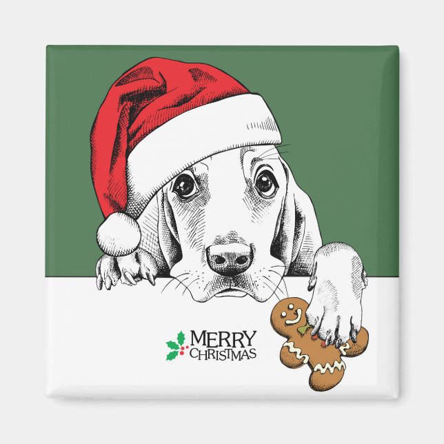 Aimant Basset Hound Cookie de Noël (Devant)