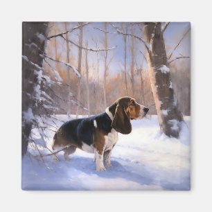 Aimant Basset Hound Laisser neiger Noël