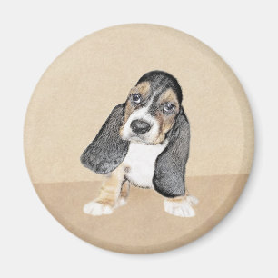 Aimant Basset Hound Peinture Chiot - Art Chien original