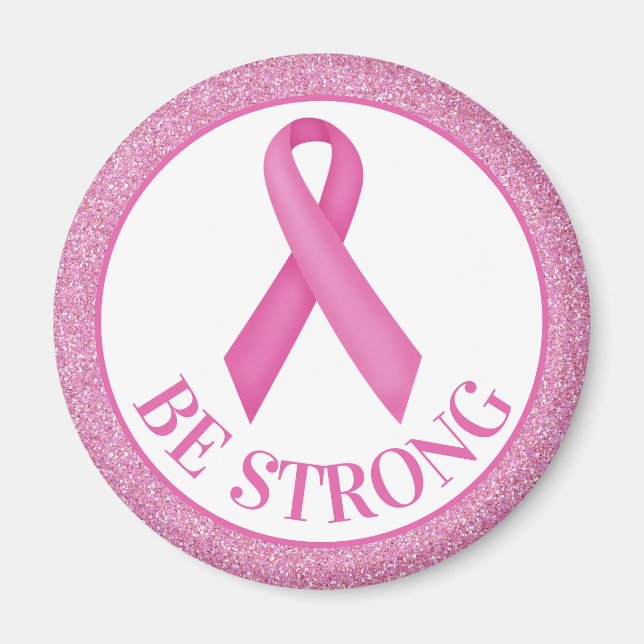 Aimant Bast Cancer Awareness Pink Glitter (Devant)