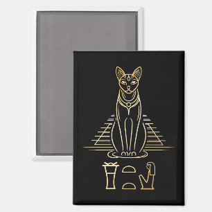 Aimant Bastet avec le nom en hiéroglyphes et Égypte Pyram