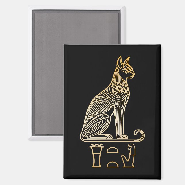 Aimant Bastet, déesse égyptienne des chats. Nom dans les  (Recto/Verso)