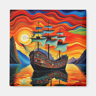 Aimant Bateau dans le fjord 5