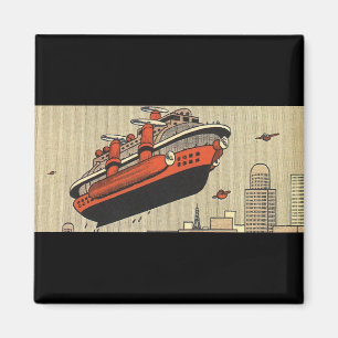 Aimant Bateau de croisière de science-fiction vintage hél