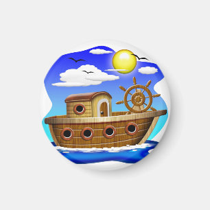 Aimant Bateau de pêche dessin animé 