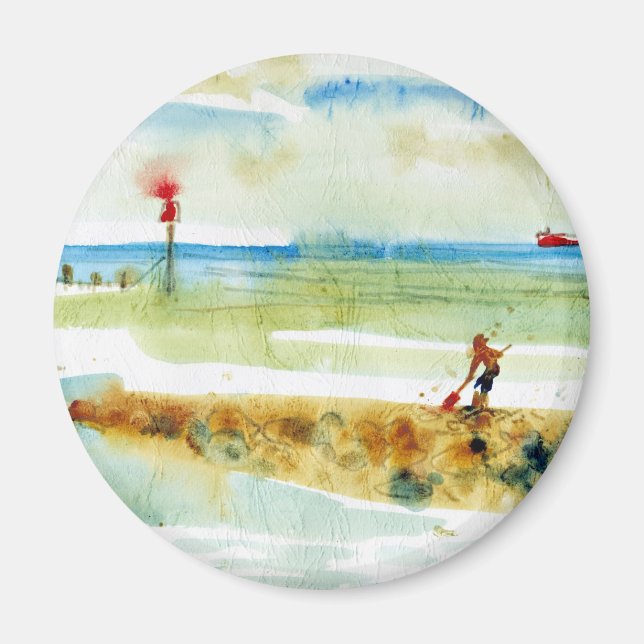 Aimant Bateau rouge à Mundesley, Norfolk (Devant)