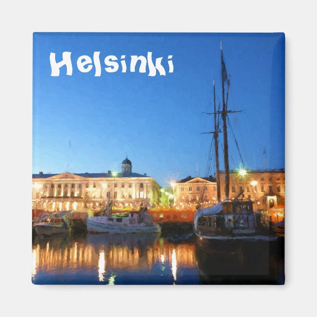 Aimant Bateaux au Carré du marché d'Helsinki le soir (Devant)