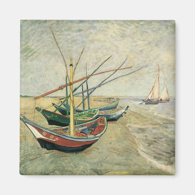 Aimant Bateaux de pêche sur la plage par Vincent van Gogh (Devant)