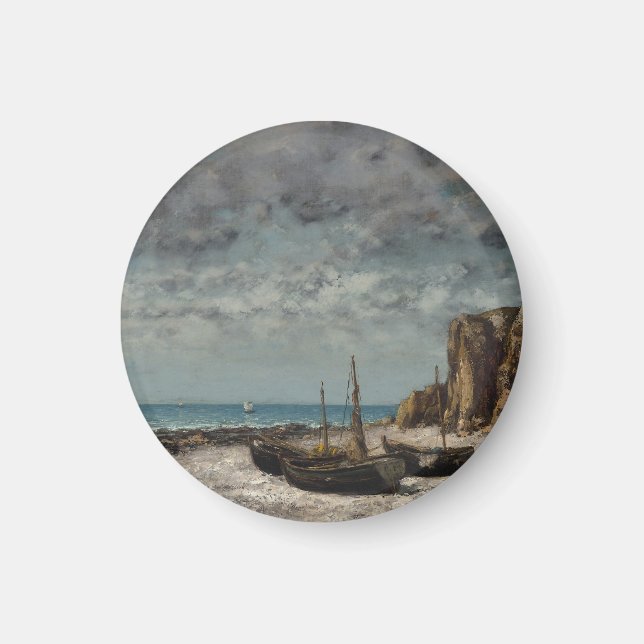 Aimant Bateaux sur une plage, Étretat - Gustave Courbet (Devant)