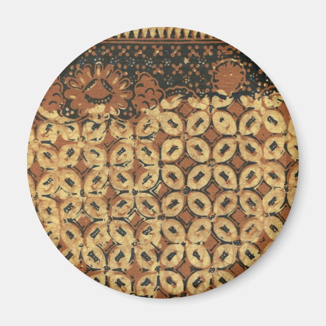 Aimant Batik Kawung vintage indonésien à motif rustique (Devant)