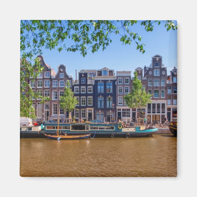 Aimant Bâtiment et canal à Amsterdam, Pays-Bas (Devant)