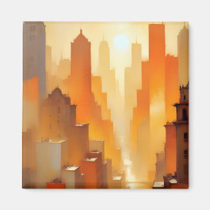 Aimant Bâtiments Abstraits Cityscape Poster Arrière - pla