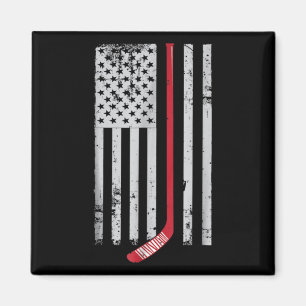 Aimant Bâton de hockey rouge drapeau américain Hockey USA